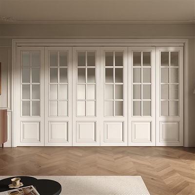 Baltas dubultās bīdāmās durvis